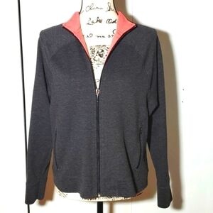 Liz Claiborne- Women's Dark Gray & Pink Lightweight Coat Jacket Sz.Medium